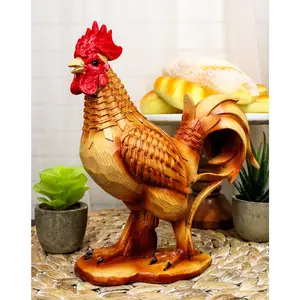 Ebros Country Farm Chicken Rooster Decorative Figurine In Faux Bamboo Finish Resin