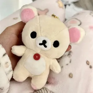 12cm Kawaii Rilakkuma Korilakkuma Plush Toy Keychain Kawaii Brown White Bear Stuffed Bag Charm Cute Birthday Gifts Girl