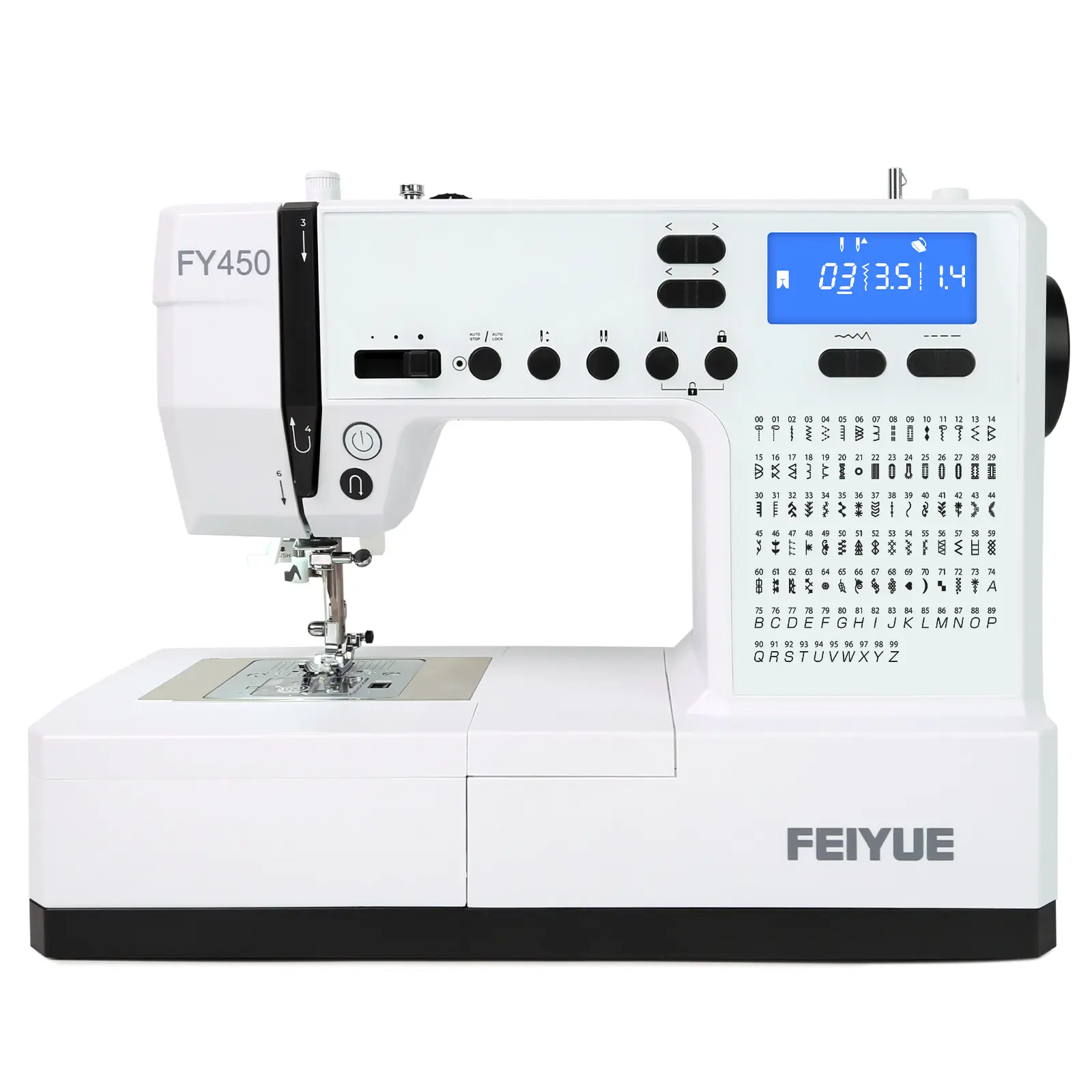 FEIYUE FY450 Beginner-Friendly Automatic Portable Sewing Machine, 500-1000 Stitches Range (100 Built-in), LCD Display, Free Arm, 1-Touch Controls, Advanced Modes, Ideal for Home/Apartments & Alphabet Projects (Portable Sewing Machines Category)