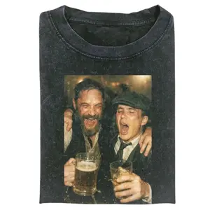 Vintage Funny Thomas Shelby And Alfie Solomons Drinking Meme Graphic T-Shirt, Peaky Blinders BBC Gangster Series Vintage Bar Scene Parody Humor Streetwear Tee For Peaky Blinders Fans,Crewneck for Man, for Woman, Trendy Shirt