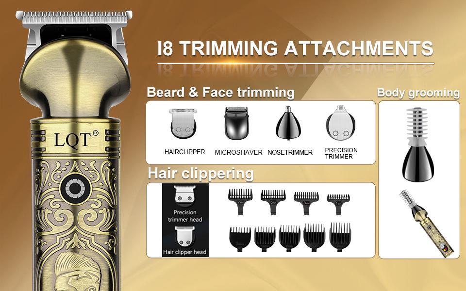 LQT Professional Men's Hair Clipper & Detail Trimmer Set, Cordless Electric Haircut Kit with LCD Display & Charging Base, Complete Barber Kit for Fades, Edges