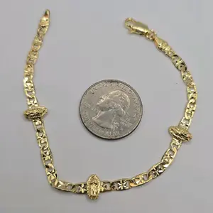 Bracelet with virgin Mary regular style 7"inches small adults sizes GOLD-PLATED