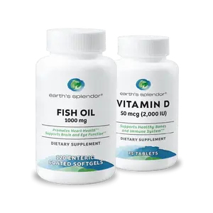 Heart + Immune Wellness Bundle - Fish Oil Omega 3, 1000mg Softgels & Vitamin D Tablets 2,000 IU