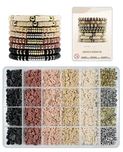 3200Pcs Bracelet Making Kit, Clay Beads with Gold & Silver Beads, Earth Tone Friendship Kit