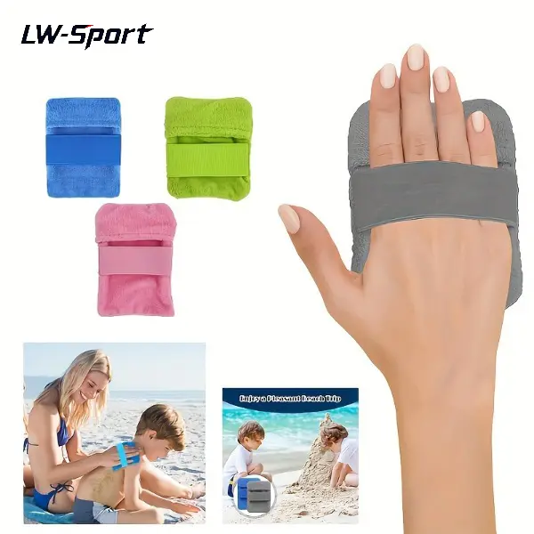 2Pcs/4Pcs Beach Sand Remover Mitts, Soft Microfiber Magic Sand Eraser with Elastic Strap, Reusable Skin-friendly Portable Sand Removal Cleaning Pads, Summer Beach Vacation Camping Essentials for Adults Kids Toddlers