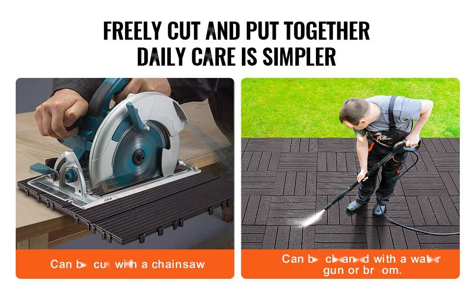 Interlocking Deck Tiles 10 Pack, 11.6 X 11.6 Inches, Waterproof Outdoor Flooring for Porch, Patio, Balcony, Dock, and Garden Areas, Dark Brown, Durable, Easy Snap-Together Installation, Weather Resistant