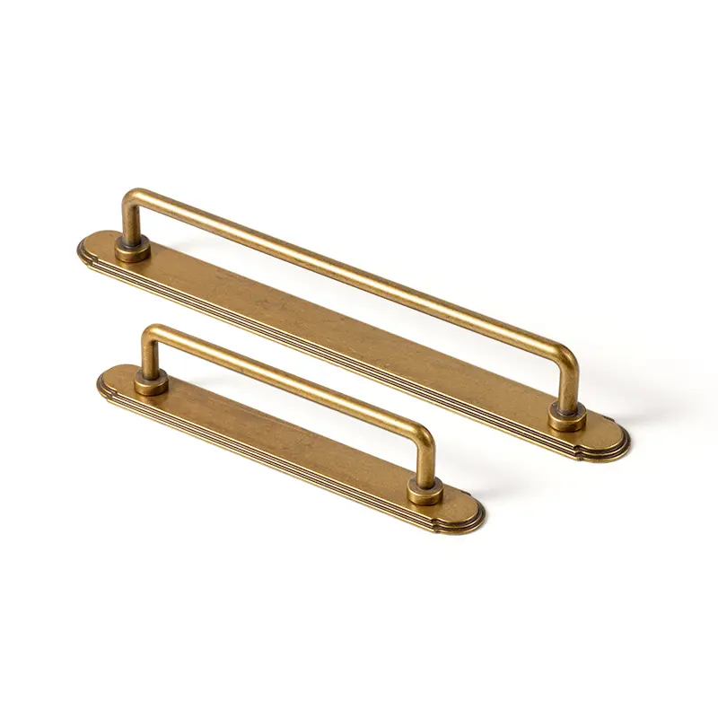 Goo-Ki 2 Pack 5'' Center to Center Antique Brass Cabinet Bar Pulls with Orbit Rim Backplate Vintage Drawer Handles Closet Classic Home Kitchen Improvement Hardware