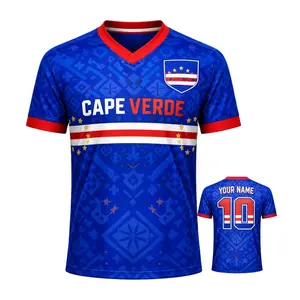 WC 2026 Cape Verde Soccer "Custom Name" Vintage Jersey T-Shirt, Cape Verde National Team Retro Soccer Fan Shirt, Personalized Name Number Soccer Shirt, WC 2026 Cape Verde Supporter Tee, Unisex Cape Verde Football Apparel, WC 2026 Tee