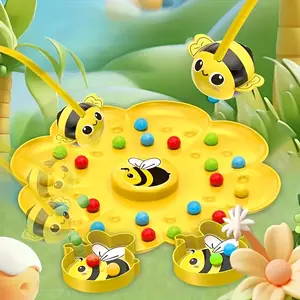Magnetic Bee & Candy Bean Picking Toy, Parent-Child Educational Matching Game for Fine Motor Skills