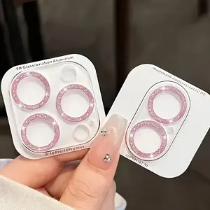 Shimmering Luxury Camera Lens Cover, Eagle-Eye Drilled Camera Front Lens Protector for iPhone 17/16/15/14/13 Pro Max/16E. Scratch-resistant and durable, with a high-definition tempered glass screen protector (does not affect night photography).