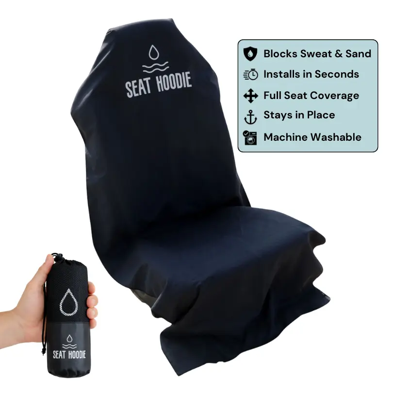 Seat Hoodie Black Micro Fiber Car Seat Cover Protects from Sand Sweat Easy to Install and Remove Washer Friendly Fits All Cars Truck Cushion Protector Vehicle