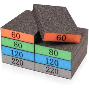 8 Pack Sanding Sponge, Washable and Reusable Sanding Blocks for Drywall Wood Metal Furniture, 60/80/120/220 Grit Sandpaper Block Assortment