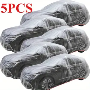 5PC disposable car rain cover, General Motors sun protection transparent dust cover, car simple plastic full cover outer cover