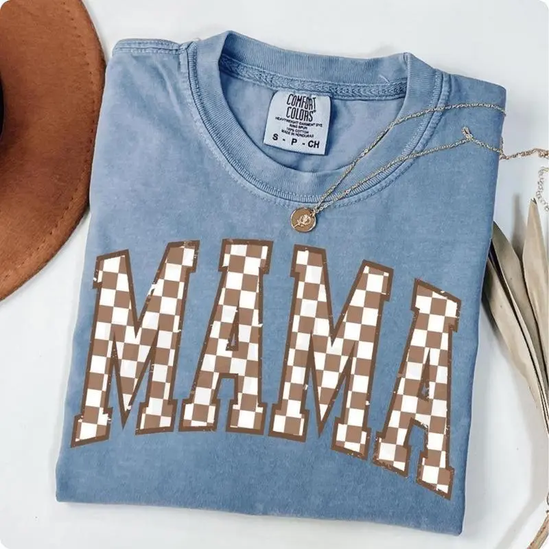 Comfort Colors Checkered Mama Shirt, Gift for Your Mom, Mama shirt, Mother Day Gift