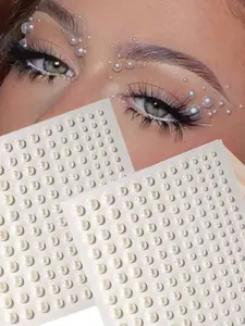 165pcs 3/4/5/6mm Ivory Pearl & Diamond Sticker Photo Booth Props For Parties