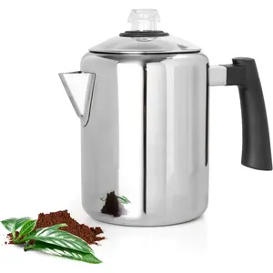 Stainless Steel Coffee Percolator Stovetop, 37oz Classic Percolator Coffee Pot, Excellent For Camping Pot, 5-8 Cup Stove Top Coffee Maker, Cool-Touch Handle