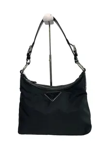Pre-owned PRADA Vintage Black Nylon & Leather Trim Hobo Shoulder Bag/FY05105806/5806