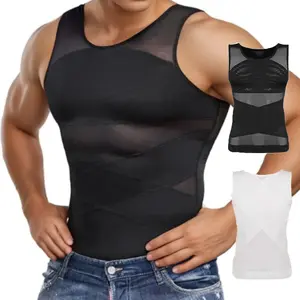 Men's Compression Shirts for Men Shapewear Chest Abdomen Control Body Shaper Undershirt Workout Vest Tank Top Menswear Slim Fit Invisible Under Any Clothes Waist Training Corset Waist Trainer Cincher