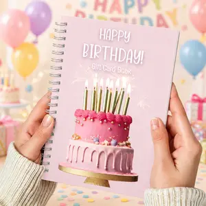 Birthday Gift Card Book 5x7 inches, Greeting Cards Booklet Keeper Organizer Books with 20 Pages Soft Cover Spiral Bound, Gifts for Daughter, Girl, Girlfriend