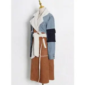 PATCHWORK DENIM & SHEARLING COAT