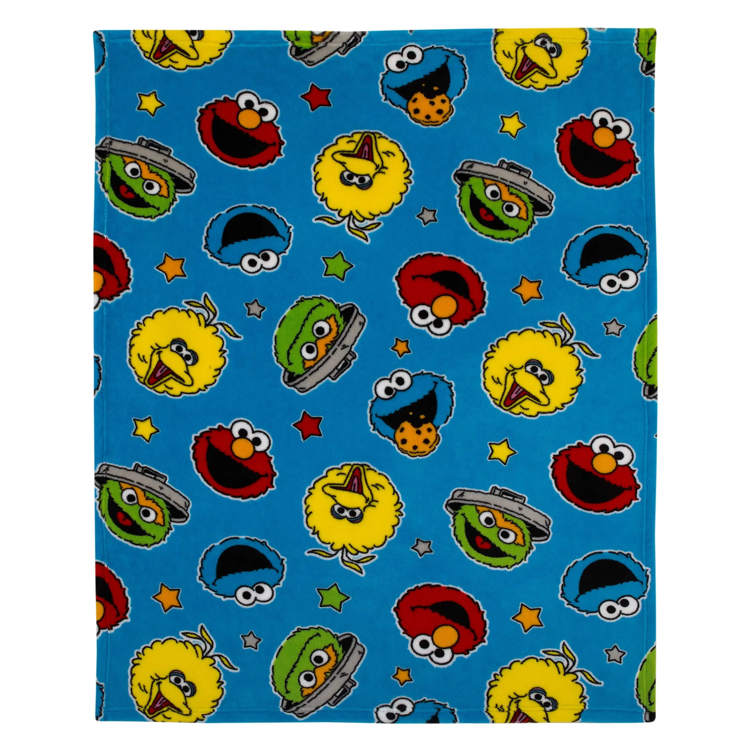Sesame Street Come and Play Blue, Green, Red and Yellow, Elmo, Big Bird, Cookie Monster, and Oscar the Grouch Toddler Blanket