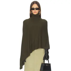 SRG Axele Cashmere Knit Cape in Dark Olive