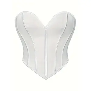 Women's Sexy Strapless Heart-Shaped Mesh Corset Top - Breathable Tummy Control Shaping Tube Top with Adjustable Lace-Up Waist Trainer, Solid Vibrant Pink Shapewear for Body Contouring & Posture Support, Stylish Undergarment, Sleek Finish