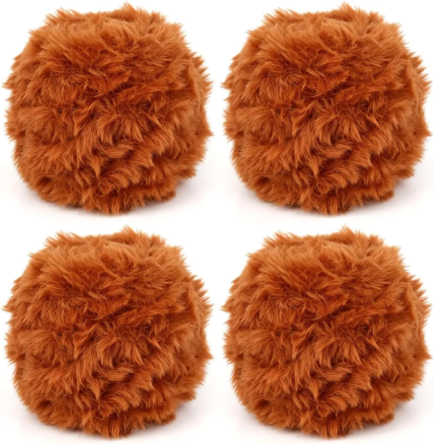 Plush Faux Fur Bulky Chenille Fleece Yarn, 4-Pack 35yd(32m) Super Soft Yarn for Crocheting, Knitting, DIY Amigurumi Blanket - Cookie Brown