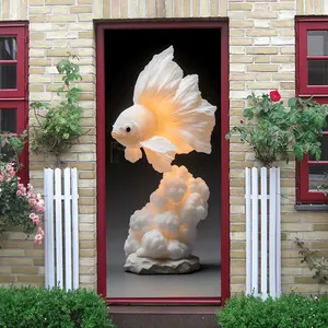 2pcs Creative Goldfish Cloud Shaped LED Night Light Resin Craft Table Lamp for Bedroom Decoration Warm Atmosphere Lighting Home Decor Ornament Festival Gift 198172"++"