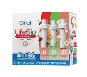 Cirkul LifeSip B-Vitamins Flavor Water Variety Pack, Makes 36 Drinks, No Sugar, Zero Calorie Drink Mix, (2 Fruit Punch, 2 Strawberry Kiwi, 2 Honeycrisp Apple)