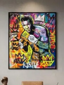 [Unframed] Mike Tyson Boxing Graffiti Street Art Canvas Print, Premium Gallery Wrap Large Wall Decor for Man Cave & Sports Fans, High-Definition Vibrant Colors, Bold Statement Piece Gift for Him