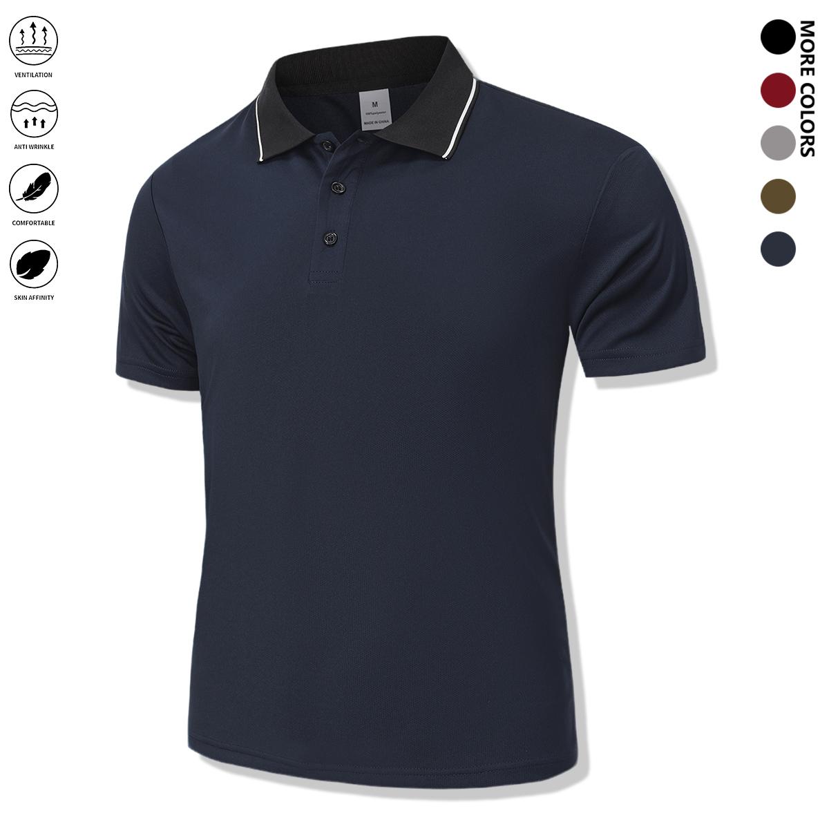 4-piece set: casual men’s short-sleeve polo shirt set featuring a comfortable relaxed fit and a classic turn-down collar shirt, suitable for work, golf, travel, and everyday wear.