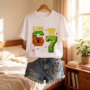 🎮 I Was 6 Now I'm 7 Pixel Gamer Birthday T-Shirt | Minecraft Inspired Kids Tee