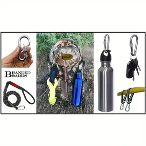 6 Piece Set Horseshoe Shaped Carabiner Clips, Spring Gate Hook with Screw Lock, Outdoor Climbing Connectors, Pet Chain Hooks