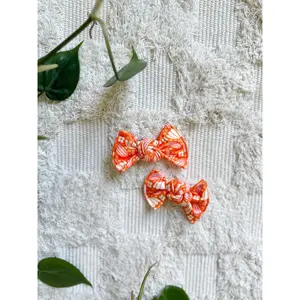 Pigtail Clip Set - Orange Boho Floral