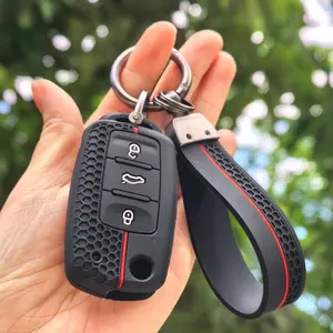 Car Key Case With keychain for VW Golf Jetta for Skoda Yeti Superb Rapid Octavia for SEAT Leon Ibiza 3 Button Silicone Key Cover