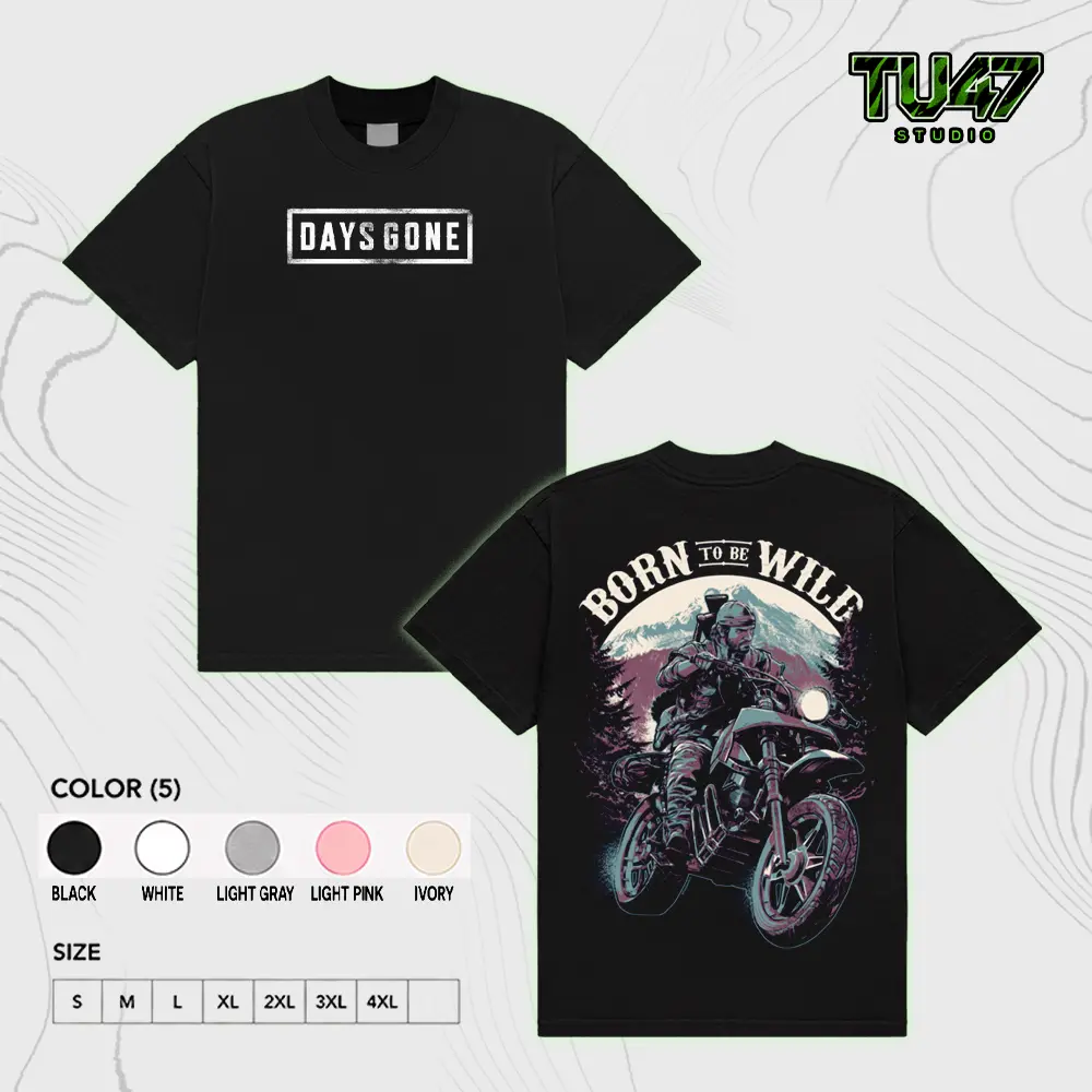 Days Gone Game Graphic Tees Game TSHIRT, 2 sided Printed Unisex T-Shirt RPG graphic tees game merch Cotton Streetwear Top Black Clothes Crewneck Apparel Gamis