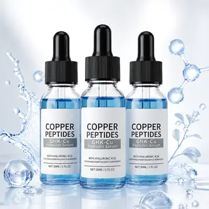GHK-Cu Copper Peptide Serum with Hyaluronic Acid, Anti-Aging Firming Wrinkle Smoothing Deep Moisturizing Vegan Fragrance-Free 30ml Daily Facial Serum for All Skin Types Men & Women Cruelty-Free
