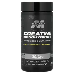 MuscleTech Platinum, 100% Creatine Monohydrate, 100 Veggie Capsules (1.25 g per Capsule)