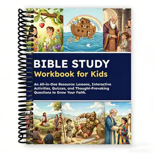 Bible Study Workbook for Kids Notebook: Lessons , Activities, Quizzes, and Questions to Deepen Your Faith (Spiral Bound) NoteBook,SIZE:A4 or A5,Easter basket stuff educational tool