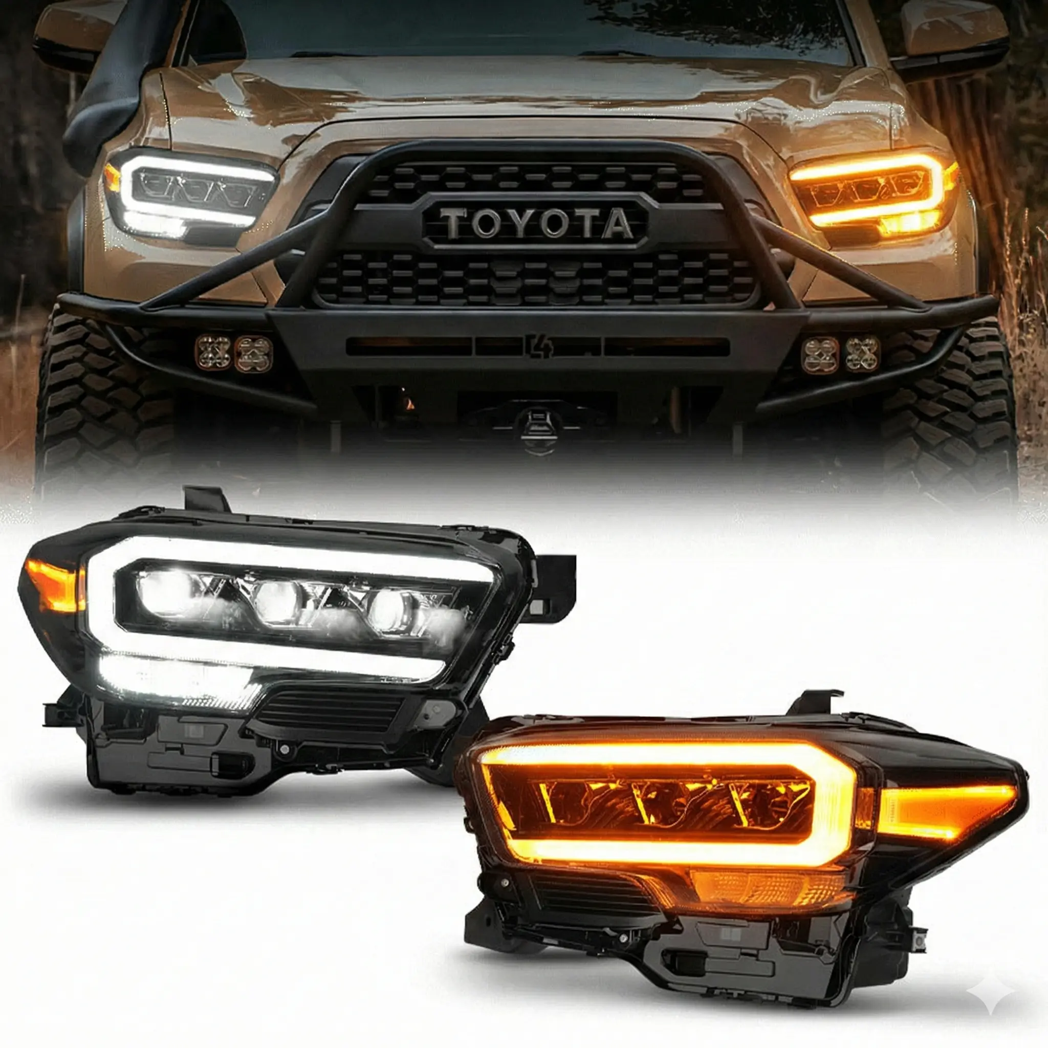 LED Projector Headlight with DRL & Sequential Turn Signal for 2016-2023 Toyota Tacoma,2-Year Warranty