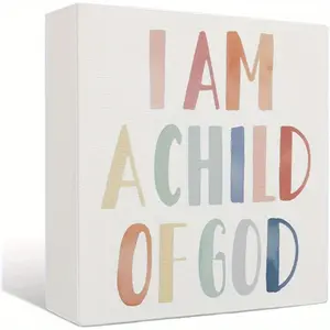 Baby Girl Nursery Decor -Boho Christian Wooden Box Signs, Neutral Nursery Decor, I Am a Child of God, 5 X 5 Inches