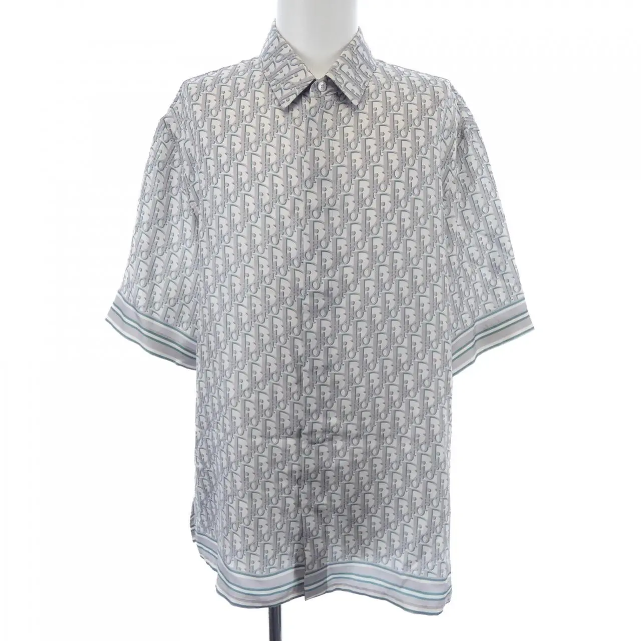 Pre-owned Dior Silk Small Leather Goods Oblique Organic Twill Short Sleeve Shirt