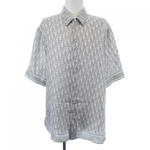 Pre-owned Dior Silk Small Leather Goods Oblique Organic Twill Short Sleeve Shirt