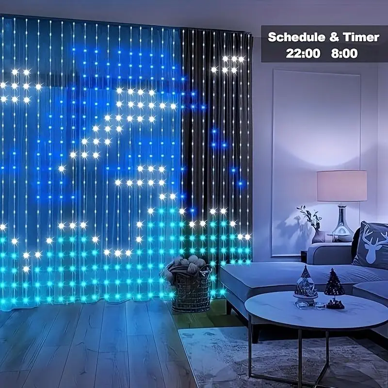 Smart LED Curtain Lights, DIY American Flag RGB Curtain Lights, App Control String Lights with Text Editing, Dynamic Graffiti, Music Sync, USB Powered for Bedroom, Party & Holiday Decor