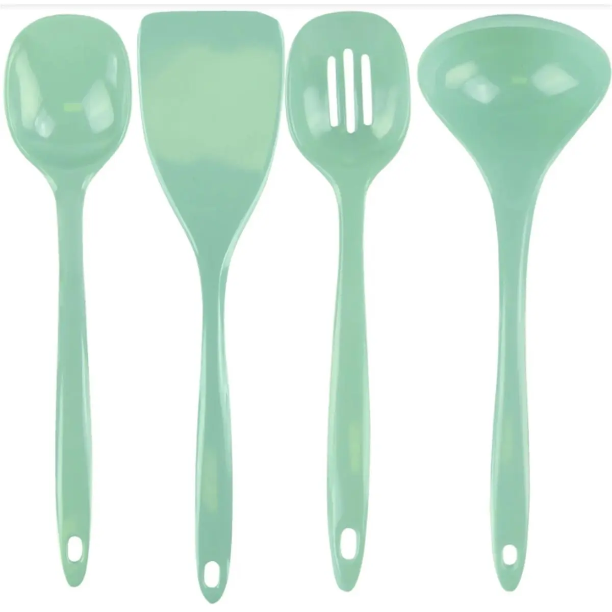 212 MAIN 4-Piece Plastic Heat-Resistant Colorful Scratch-Resistant Cooking Utensil Set - Seafoam Kitchen Tools Including Spatula, Spoon, Soup Ladle, Non-Scratch Cookware Sets