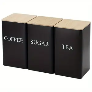 3-Piece and Storage Jars, Ideal for Coffee Beans, Sugar, Tea, Kitchen Seasonings, Elegant and Practical Storage Containers