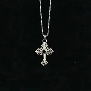 Handmade Chrome Plated Metal Cross Necklace Gift pendant necklace dainty gift
