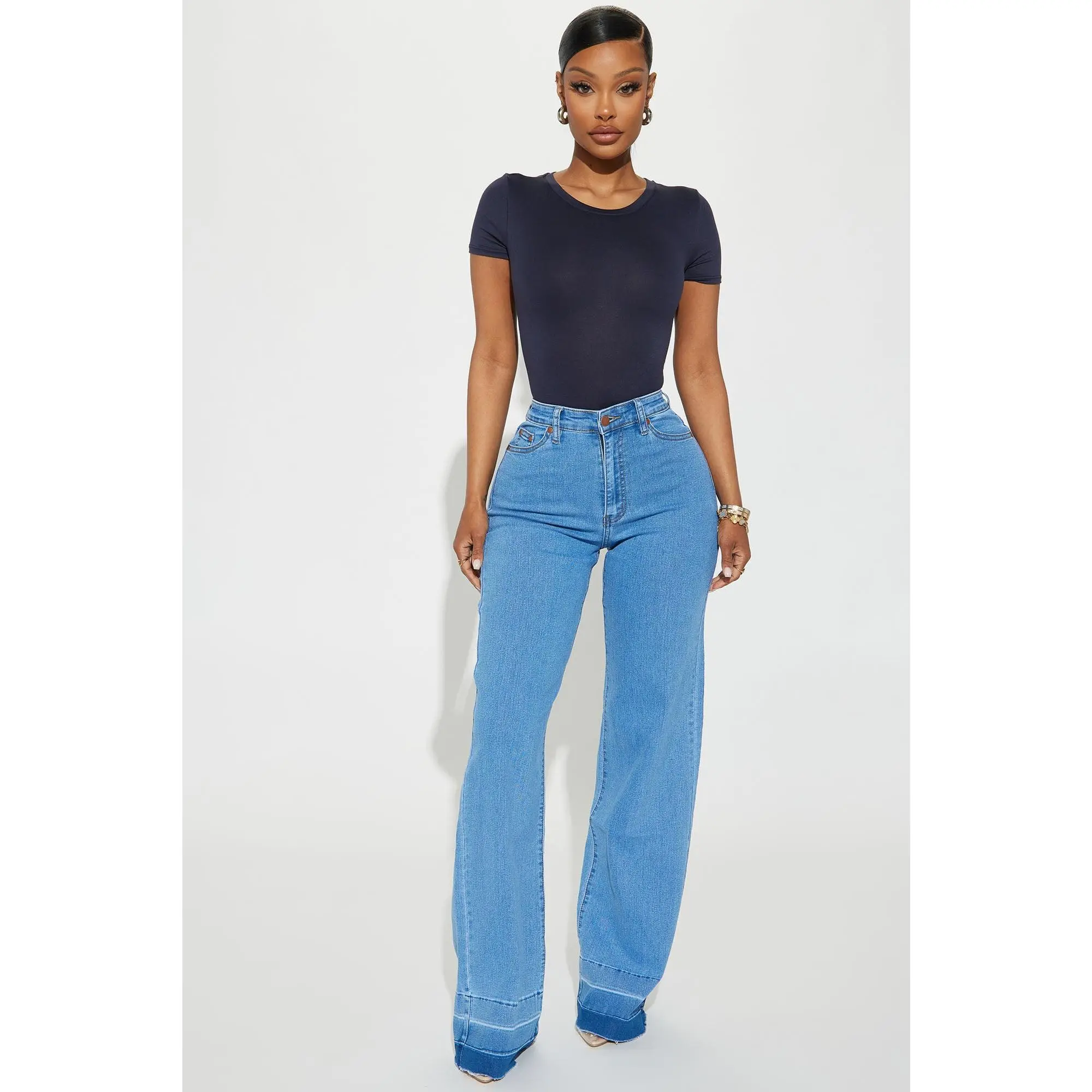 Chantal Stretch Wide Leg Jeans - Vintage Wash