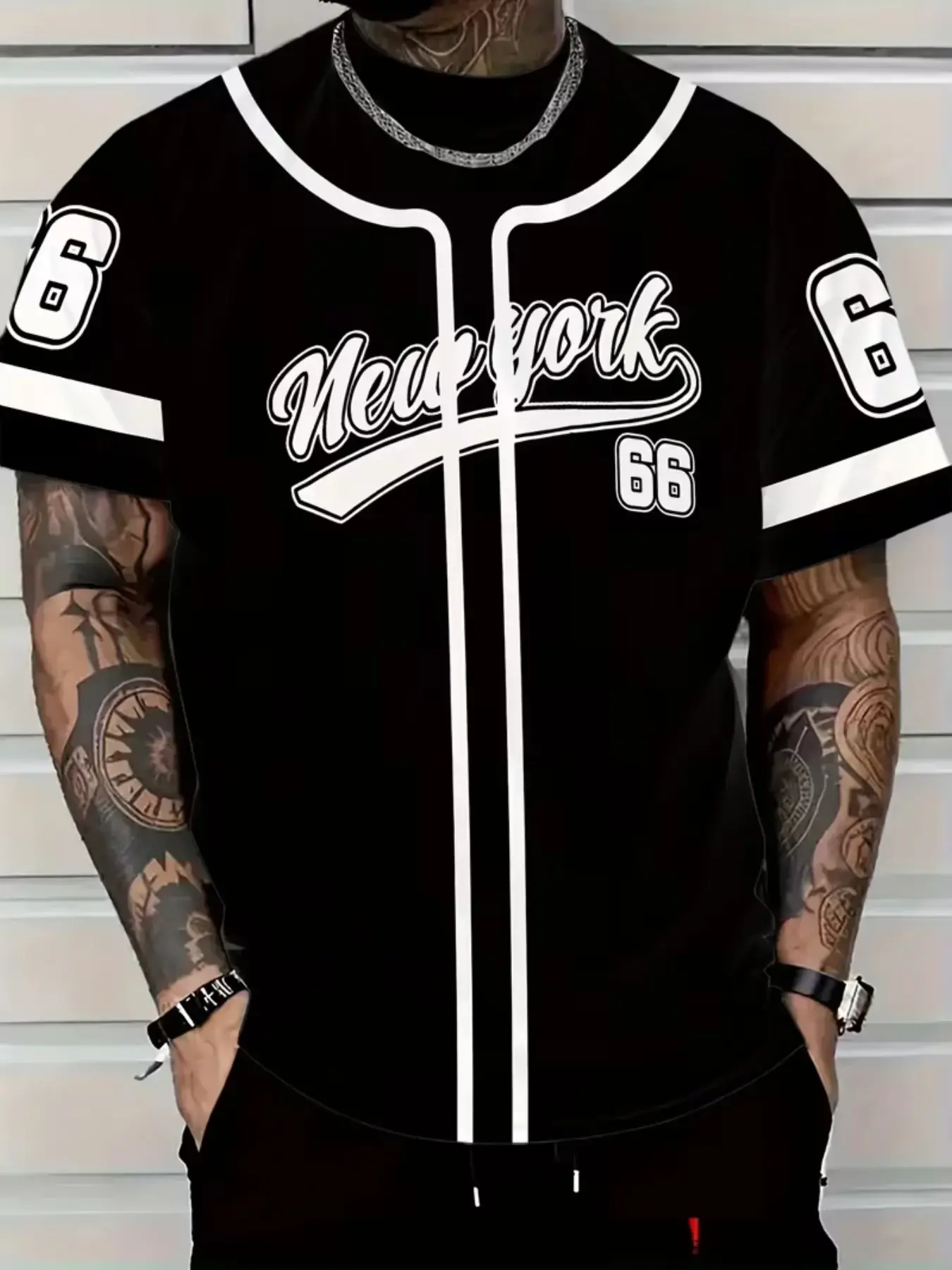 Men's Sporty T-Shirt, Breathable Gym Shirt, Ny 66 Design, Fitness Clothes Tops, Ideal for Fitness, Running, Training, Outdoor Sports, Summer Short Sleeve Top, Sports Tops